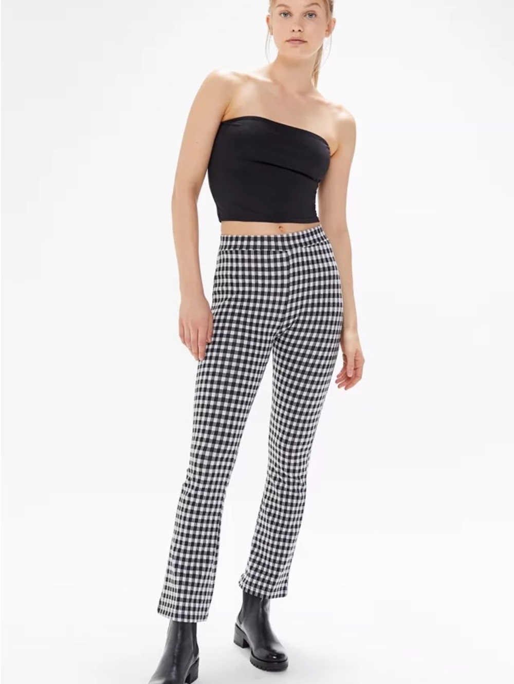 Urban Outfitters Casey Kick Flare Pant - Gingham
